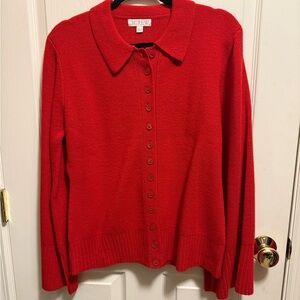 J. Crew Red Milano Stitch Cinched Waist Cardigan